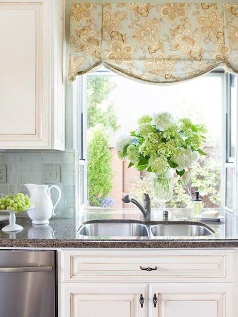 Top three garden window decorating ideas. Kitchen Window Treatments Ideas, Modern Kitchen Window, Kitchen Garden Window, Kitchen Window Valances, Window Treatments Ideas, Contemporary Curtains, Garden Window, Curtain Styles, Kitchen Valances