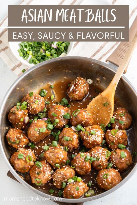 These homemade Asian meatballs are made with ground pork, ginger and garlic with just a touch of spicy heat. Coated in a sweet and spicy sauce, they become a flavor explosion in your mouth. Get them on the table in under an hour! Ground Pork Meatballs, Asian Pork Meatballs, Asian Meatballs, Spicy Meatballs, Meatball Sauce, Sweet And Spicy Sauce, Pork Meatballs, Low Carb Sauces, Meatballs Easy