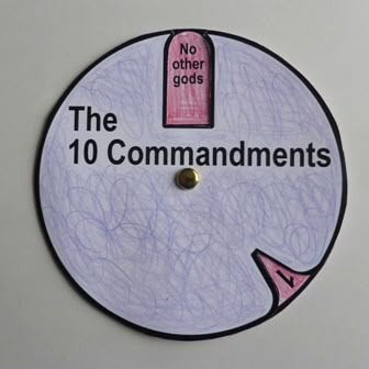 10 Commandments Wheel - Bible Crafts by Jenny Ten Commandments Craft, 10 Commandments Craft, Exodus 20, School Crafts For Kids, Children's Church Crafts, Bible Story Crafts, Sabbath School, Sunday School Kids, Preschool Bible