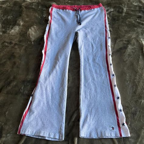 Blokette star-print flare pants. Lounge sweatpants... - Depop 2000s Sweatpants, Everything Works Out For Me, Country Jeans, Lounge Sweatpants, 2000s Preppy, Printed Flare Pants, Bday Wishlist, I Am Lucky, Sporty Spice