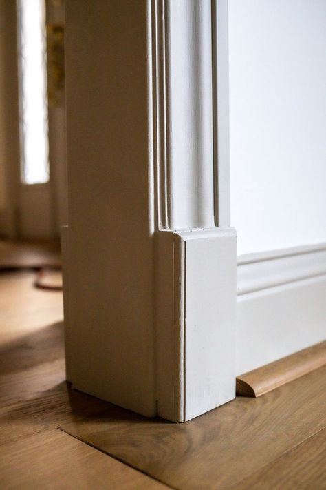 Add architectural detail with a plinth block Door Framing, Baseboards And Trim, Awesome Woodworking Ideas, Plinth Blocks, Woodworking Cabinets, Woodworking Storage, Woodworking Box, Woodworking Toys, Woodworking Joinery