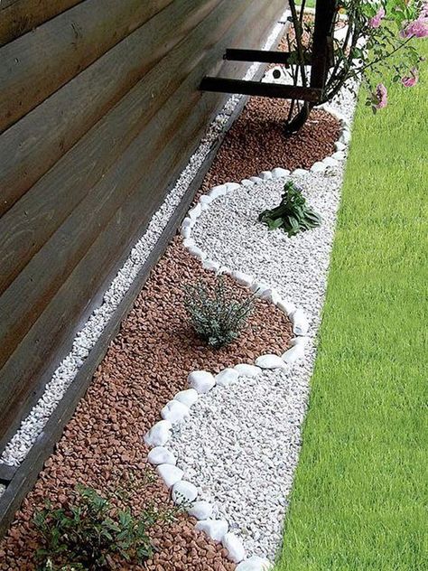 White Pebble Garden, Zen Backyard, Pebble Garden, Stone Landscaping, Gravel Garden, Rock Garden Landscaping, Garden Area, Landscape Plans, Garden Edging