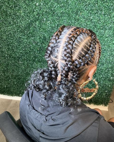 Feed In Braids Hairstyles 2023, Braided Hairstyles Two Buns, Black Women Feed In Braid Styles, Protective Hairstyles Braids 2023, Big Braid Styles For Black Women, Easy Hairstyles Braiding Hair, 4 Big Braids Hairstyles For Black Women, X Braids Hairstyles, Braided Hairstyles Into A Bun