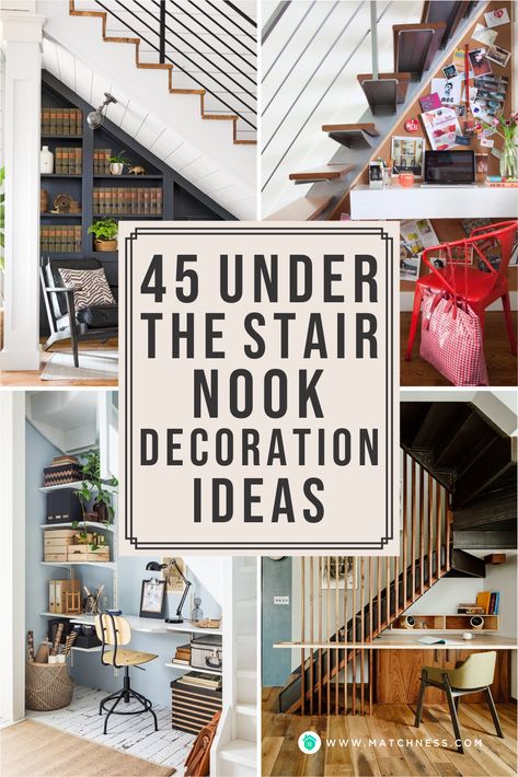 Under Stair Wall Decorating Ideas, Staircase Open Underneath, Utilizing Space Under Stairs, Awkward Landing Space, Exposed Under Stairs, Uses For Under The Stairs, Decorate Under Staircase, Awkward Under Stairs Space, How To Decorate Under Stairs