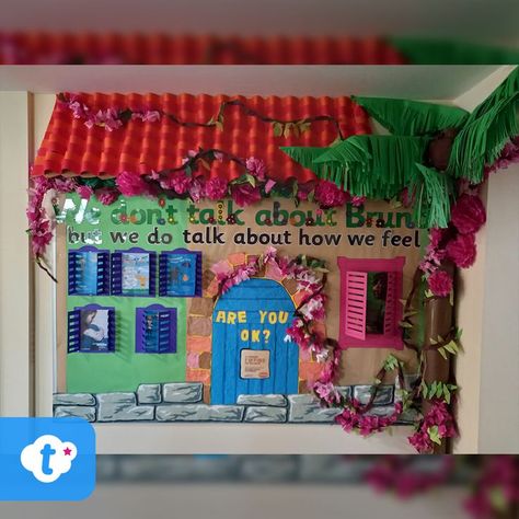 Encanto Bulletin Board Ideas, Encanto Classroom Theme, Encanto Bulletin Board, Encanto School Theme, Encanto Door Decorations Classroom, Encanto Classroom Door, Encanto Door Decoration, Mexican Heritage Classroom Door, Encanto Classroom