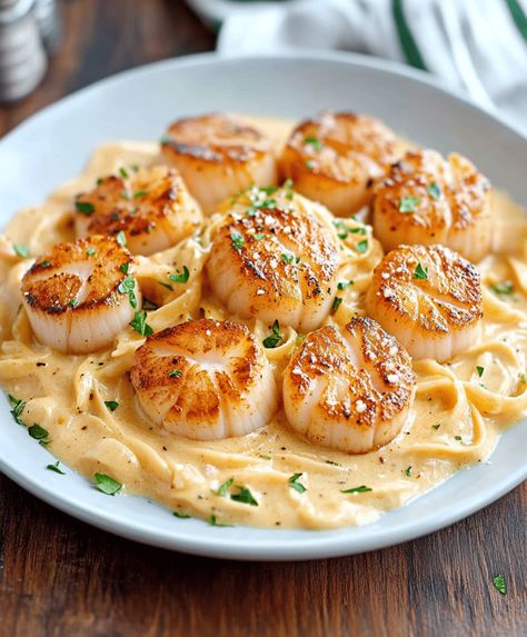 Sauce For Scallops, Scallop Recipe, White Cream Sauce, Scallop Pasta, Cream Sauce Recipe, Parmesan Cream Sauce, Cream Sauce Recipes, Seared Scallops, Scallop Recipes