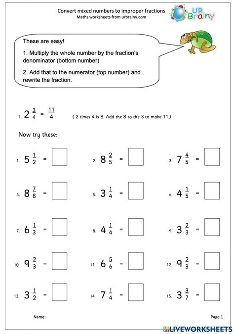 Changing Mixed Numbers To Improper, Improper Fractions Worksheet, Adding Mixed Fractions, Converting Mixed Numbers To Improper, Mixed Numbers Worksheet, Mixed Numbers To Improper Fractions, Mixed Fractions Worksheets, Improper Fractions To Mixed Numbers, Mixed Numbers And Improper Fractions