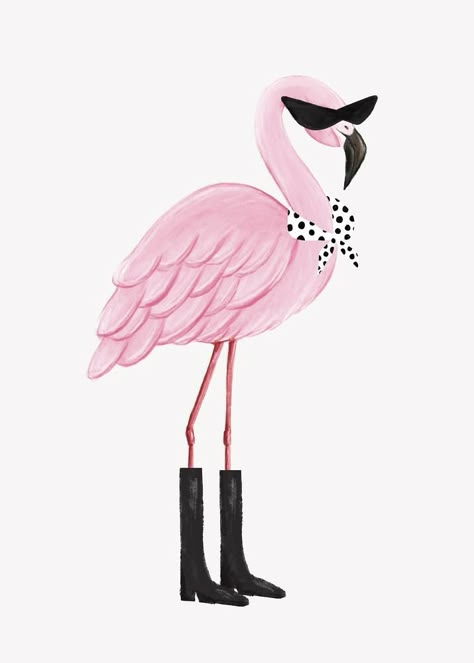 Flamingo Illustration Graphics, Fall Flamingo, Flamingos Art Illustration, Flamingo Collage, Flamingo Aesthetic, Flamingo Drawing, Flamingo Fashion, Flamingo Graphic, Flamingo Illustration