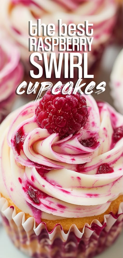 Raspberry Swirl Cupcakes [45 Minutes] – Chasety Cupcake Recipes Wedding, Raspberry Lime Cupcakes, Vanilla Cupcakes Decoration Ideas, White Choc Raspberry Cupcakes, Jello Cake Cupcakes, Cupcake Recipes Raspberry, Yummy Cupcake Flavors, Raspberry Swirl Cupcakes, Things To Make With Raspberries