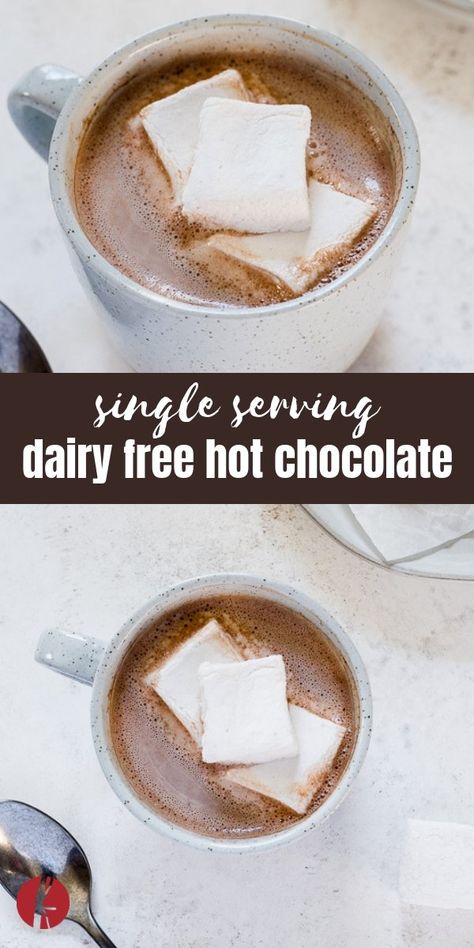 Hot Chocolate Single Serving, Dairy Free Hot Cocoa Recipe, Hot Chocolate Recipes Dairy Free, Dairy Free Hot Chocolate Recipe, Non Dairy Hot Chocolate Recipes, Single Serve Hot Chocolate, Dairy Free Hot Cocoa Mix Recipe, Non Dairy Hot Chocolate, Whole30 Drinks