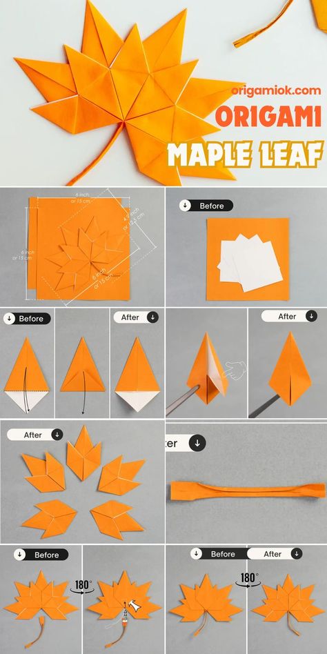 Recently, the golden, fallen maple leaves have returned to our view. Maple leaves are the most beautiful leaves. They symbolize the arrival of autumn and also carry the expectation of winter. So this is the best time to learn how to make origami maple leaves. Origami Maple Leaf, Beautiful Leaves, How To Make Origami, How To Fold, Maple Leaves, The Arrival, Origami Easy, Maple Leaf, The Golden