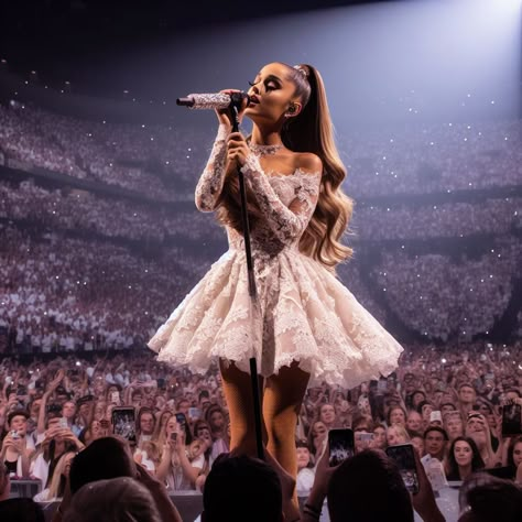 Dress Like Ariana Grande, Concert Outfit Ariana Grande, Yours Truly Ariana Grande Era, Ariana Grande Dresses Short, Ariana Grande Oscars 2024, Ariana Grande Outfits Dresses, Popstar Aesthetic Outfits, Concert Performance Outfits Singers, Ariana Grande Tour Outfits