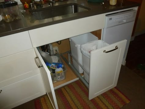 Pull Out Trash Cabinet Under Sink, Under Sink Bins Storage Ideas, Pull Out Rubbish Bin Kitchen, Kitchen Trash Under Sink, Under Sink Compost Bin, Undersink Trash Pullout, Trash Bin Under Kitchen Sink, Pull Out Bin Under Sink, Garbage Can Under Kitchen Sink