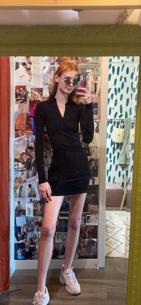 Black Polo Dress Outfit, Polo Dress Outfit, Black Polo Dress, Tight Long Sleeve Dress, Black Dress Casual, Casual Black Dress, Long Sleeve Black Dress, Sleeve Black Dress, Sporty Dress