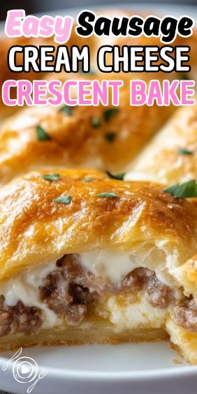 Imagine biting into layers of buttery crescent rolls filled with a savory mixture of seasoned sausage and creamy cheese. This Easy Sausage Cream Cheese Crescent Bake is the perfect combination… Crescent Roll Breakfast Recipes Sausage Cream Cheese, Sausage Cream Cheese Crescent Rolls, Crescent Roll Bake, Sausage Crescent Rolls, Coconut Cream Pie Easy, Crescent Roll Casserole, Crescent Roll Breakfast Recipes, Cream Cheese Breakfast, Breakfast Lasagna