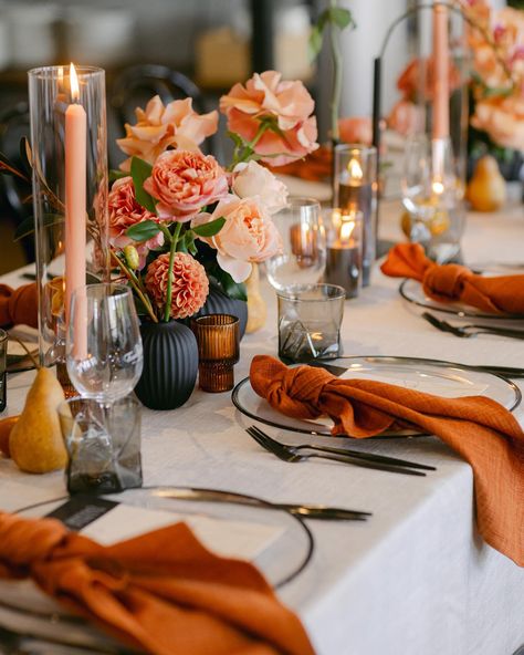 ALEXSIA & JOMAR 🍁🧡 As the seasons change so do our tablescape inspirations. This Autumn themed wedding for the beautiful bride Alexsia and her wonderful husband Jomar, has enchanted us with its stunning hues of this season having us wanting more. Event stylist & management: @lnr_events_ Photographer: @neiyo Florist: @aschajolie Tableware: @eventmerchantco Table linen: @tablearteventhire Event stationery: @adelphimou Venue: @farmviganoweddings Orange Dinner Party, Orange Tablescape, Orange Wedding Theme, Autumn Themed Wedding, Styling Aesthetic, Orange Wedding Themes, Event Stationery, Ceremony Candles, Wonderful Husband