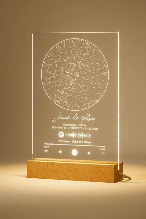 UNDER THE SKY IT ALL BEGAN: Want to find a unique gift for special one who already has everything they need, but still browsing around? With this lightable star map plaque which displays the stars in the night sky based on a specific date and location, your concerns will be solved perfectly. You can also customize it with a meaningful message to bring back the feels of the moment. #affiliatelink Gifts For Boyfriend Meaningful, Family Personalized Gifts, 6 Months Anniversary Boyfriend Gift, Dating Gifts For Him, Customized Gift Ideas, Constellation Chart, Space Gifts, Birthday Present For Boyfriend, Anniversary Gifts For Her