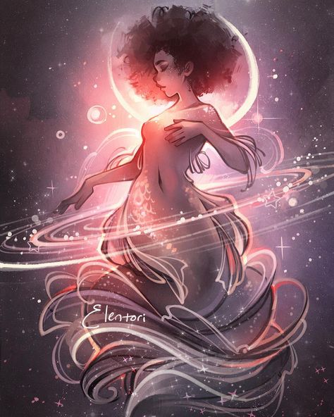 Katie🌱 en Instagram: “She who dances with stars⭐️✨ #digitalart #illustration #characterdesign #mermaid #space #aesthetic” Female Xenomorph, Space Mermaid, Space Aesthetic, Mermaid Drawings, Black Mermaid, Mermaids And Mermen, Black Art Pictures, Mermaid Art, Magic Art