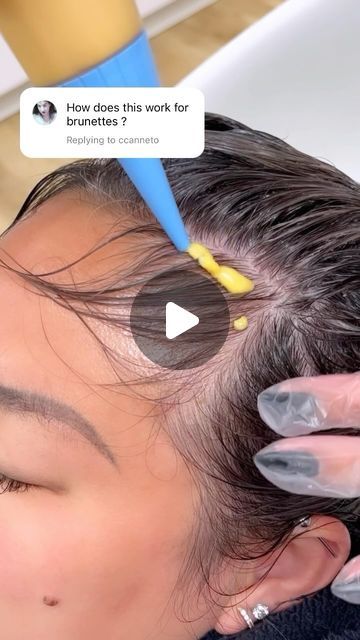 Emily Chen on Instagram: "A throwback to one of my favorite little hacks for blending hairline greys. It’s super easy & allows for subtle coverage WITHOUT creating any regrowth/demarcation lines. We went with a level 7 gold-neutral in this scenario because the majority of her hair is highlighted blonde. But I know some of you might be wondering if you can use a darker shade of Demi to blend grey on your non-highlighted brunettes, and the answer is YES. For those scenarios, I like using a Demi 1-2 levels lighter than their natural base. Ask me anything below 👇     #emchenhair #saloneducation #greyblending" Level 7 Base With Highlights, Blonde Hairline Dark Hair, Demi Color On Natural Hair, Hairline Highlights Brunette, Natural Level 8 Hair Color, Mushroom Brown Money Piece, Demi Grey Blending, Toning Brown Hair, Demi Grey Blending Brunette