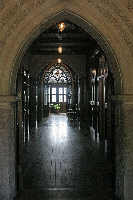 Victorian House Garden, English Manor Aesthetic Dark, Haunted Victorian House Aesthetic, Castle Corridor Aesthetic, 1940s England, Victorian Gothic Mansion, Creepy Hallway Aesthetic, Castle Hallway Dark, William Burges