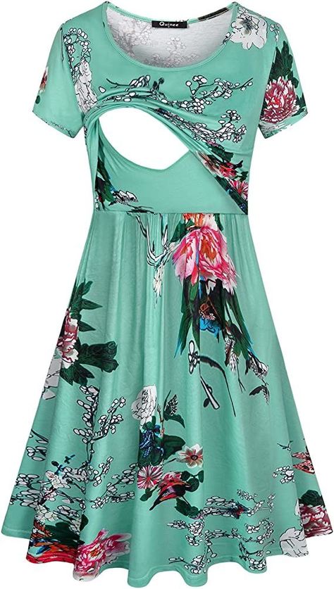 Quinee Women's Floral Short Sleeve Summer Maternity Nursing Breastfeeding Dress Maternity Feeding Dress, Feeding Dresses, Photography Texture, Maternity Summer, Breastfeeding Fashion, Breastfeeding Dress, Maternity Dresses Summer, Post Partum Outfits, Summer Maternity