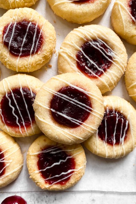 Cranberry Sauce Cookies Recipes, No Chill Thumbprint Cookies, Cranberry Jam Cookies, Desserts With Cranberry Sauce, Cranberry Thumbprint Cookies, Cranberry Sauce Cookies, Cranberry Sugar Cookies, Food Polls, Cranberry Shortbread Cookies