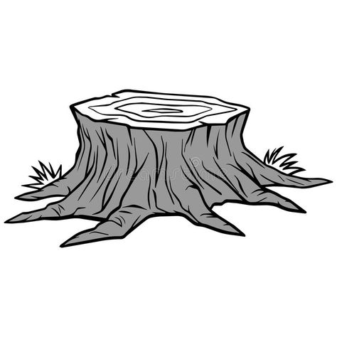 Tree Stump Removal Illustration. A vector illustration of a Tree Stump royalty free illustration Stump Illustration, Tree Stump Removal, Drawing Legs, Stump Removal, Cartoon Trees, Tree Mural, Tape Painting, Art Major, Tree Stump