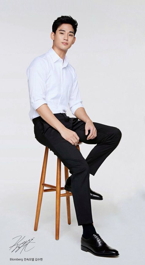 Kim Soo Hyun Abs, Ceo Portrait, Clothing Challenge, Men Poses, Kim Soohyun, My Love From The Star, Clothes Reference, Men Photoshoot, Man Sitting