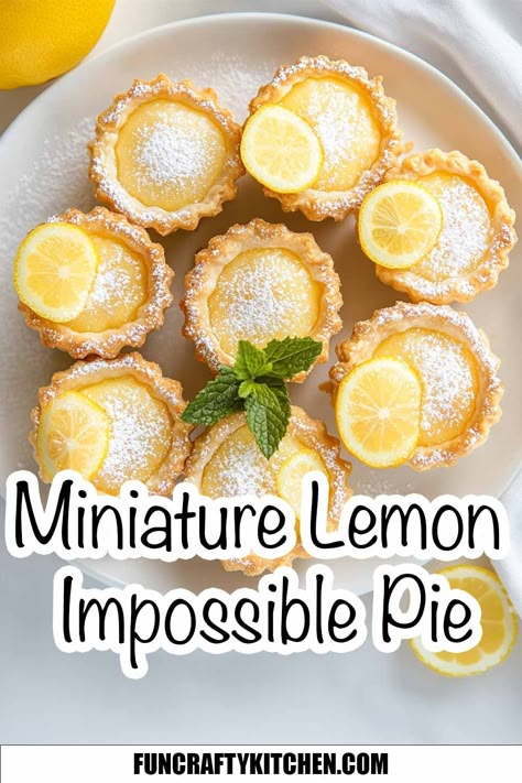 Lemon Impossible Pie, Impossible Pies, Lemon Pies, Mini Lemon Tarts, Lemon Desserts Easy, Mini Pie Recipes, Impossible Pie, Slow Cooker Apple Butter, Small Batch Baking