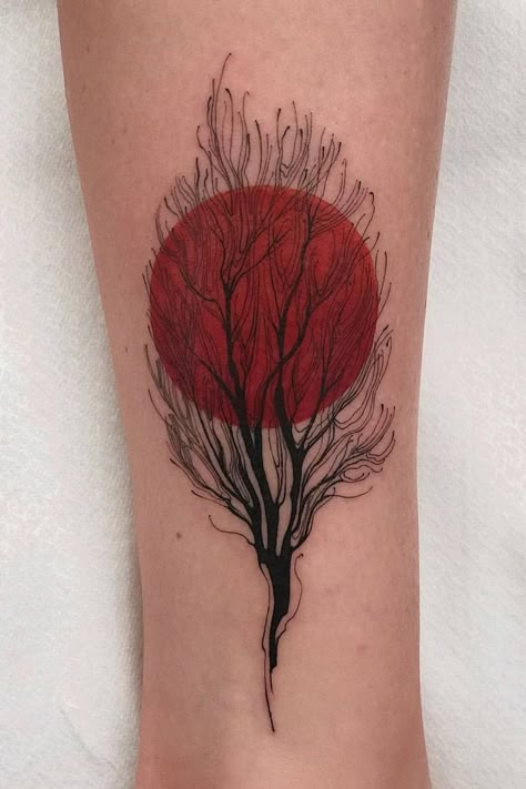 35+ Exquisite Line Art Tattoo Ideas Line Art Tattoo Ideas, Tree Line Tattoo, Simple Unique Tattoos, Art Tattoo Ideas, Line Art Tattoo, Abstract Tattoo Designs, Tree Tattoos, Trash Polka Tattoo, Red Tattoos