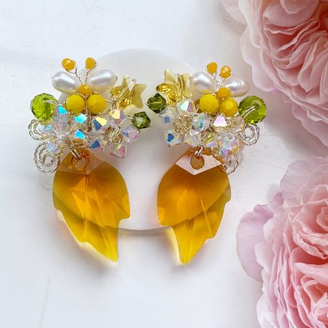 Yellow  crystal pearl stud large earrings  - bold colour  summer jewellery. by PastelGems on Etsy Earrings Bold, Summer Jewellery, Large Earrings, Lovely Jewellery, Crystal Pearls, Summer Jewelry, Pearl Studs, Ear Studs, Crystal Pendant