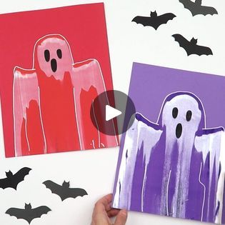 Shaving Cream Ghost Craft, Ghost Squeegee Art, Squeegee Ghost Painting, Squeegee Art, Scrape Art, Kindergarden Art, How To Make Ghosts, Prek Crafts, Kids Painting Crafts