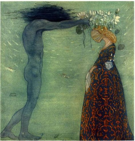 Sjoekungens drottning by John Bauer 1911 Sea Queen, John Bauer, Fairytale Illustration, Illustrator Artist, Fairytale Art, Art Website, Painting Illustration, Dark Art, Art Inspo