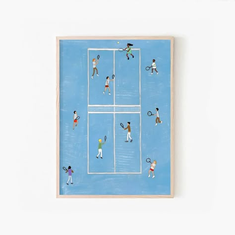 really cute wall art for a kids room and nursery – almost makes perfect Tennis Wall Art, Kate Pugsley, Tennis Wall, Tennis Poster, Swimming Art, Storybook Illustration, Wall Art Sports, Retro Tennis, Tennis Art