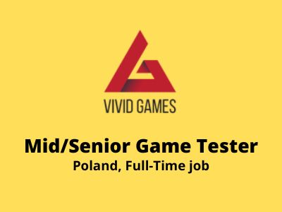 Game Tester required at Vivid Games S.A. with at least 3 years of experience in mobile games testing and Proficiency with Jira and Git. The post Game Tester required at Vivid Games S.A. appeared first on Animation and VFX Jobs. Senior Games, Test Games, Test Plan, Good Communication Skills, Mobile Games, Full Time Job, Report Template, Good Communication, Job Opening