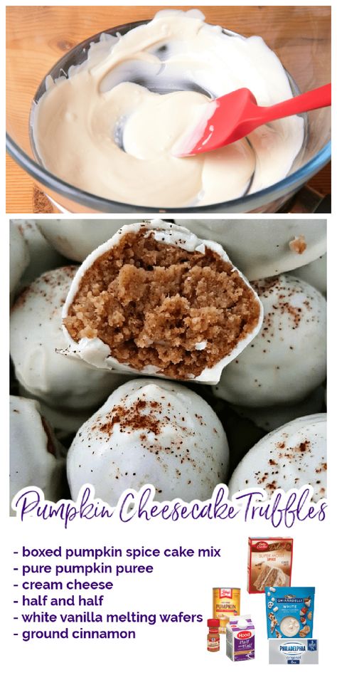 With a decadent pumpkin spice and cream cheese center and white chocolate coating, these pumpkin cake balls are absolutely divine! via @jugglingactmama Pumpkin Balls With Spice Cake, Pumpkin Spice Cake Balls Recipe, White Chocolate Covered Pumpkin Balls, Cake Balls Pumpkin, Pumpkin Spice Cake Bites, Pumpkin Spice Cakepops, Pumpkin Bread Cake Pops, Fall Cake Balls Recipe, Pumpkin Spice Cake Balls Easy