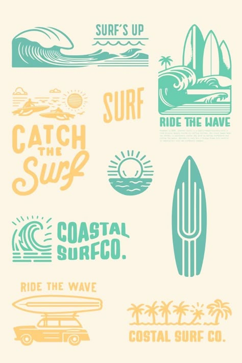 Surf Brand Design, Surf Shop Branding, Vintage Surf Logo, Surfing Branding, Surf Branding, Surf Logo Design, Surf Shop Logos, Surfing Logo, Surf Logos