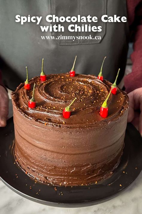 Chili Chocolate Cake, Chocolate Chili Cake, Spicy Cake Recipes, Spicy Chocolate Cake, Spicy Cake, National Chocolate Cake Day, Korean Chili Flakes, Korean Chili, Spicy Chocolate