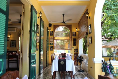 Located in an old French mansion near Hoang Thanh, Les Jardins De La Carambole is known as the oldest French-Vietnamese restaurant in Hue. This restaurant was built in the style of old French architecture with original brick floors from the 1915’s. The doors of the restaurant are designed with the dome style of the ancient churches. Old French Mansion, Old French Architecture, French Vietnamese, Vietnam Restaurant, French Mansion, Brick Floors, Famous Restaurants, Hue Vietnam, Vietnamese Restaurant