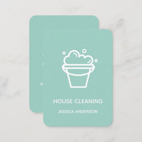 Modern Minimal Bucket Logo House Cleaning Maid Business Card - business card Service Business Card, Logo House, Cleaning Maid, School Supplies Shopping, Cleaning Business Cards, Service Business, Business Card Modern, House Cleaning Services, Cleaning Business