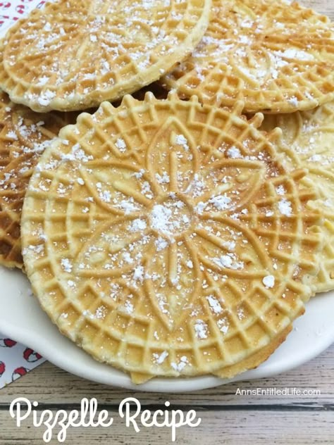 Pizzelles are a delicious Italian wafer cookie that my grandmother made every year for Christmas! Light and crispy, these buttery vanilla pizzelles are great for the holidays, dessert, or anytime. Your family will gobble these right up. Pizelle Recipe, Anise Extract, Wafer Cookie, Pizzelle Recipe, Pizzelle Cookies, Wafer Cookies, Italian Cookies, Köstliche Desserts, My Grandmother