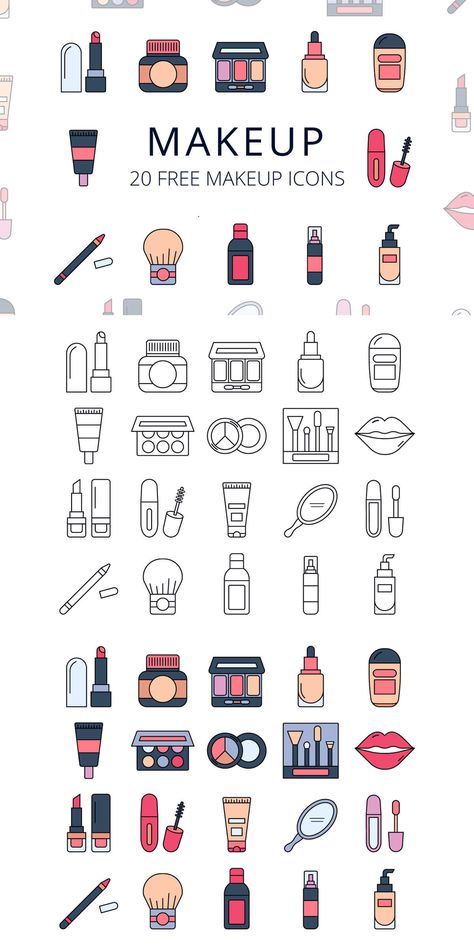 Icons Doodle, Free Icon Set, Makeup Icons, Doodle Icon, Mini Drawings, Bullet Journal Doodles, Free Icon, Journal Doodles, Icon Set Vector