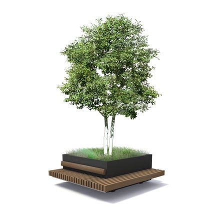 Green Robust FSCHardwood Bench combined outdoor sitting with Tree Planter Large Tree Planters, Tree Planters, Landscape Architecture Drawing, Urban Landscape Design, Large Tree, Urban Furniture, Green City, Street Furniture, Green Landscape