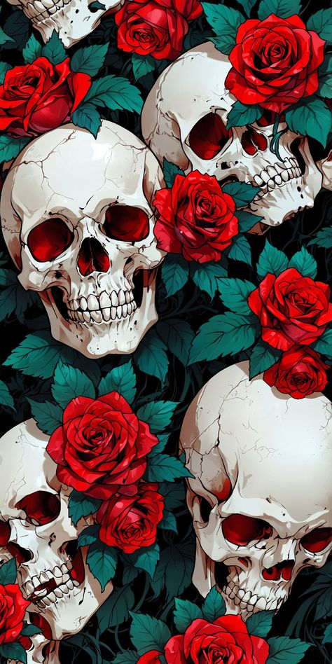 Skulls Wallpaper Aesthetic, Skeleton Illustration, Skull Artwork, Skull Wallpaper, Skulls And Roses, Edgy Wallpaper, Cool Wallpapers Art, Canvas Crafts, Skull Art