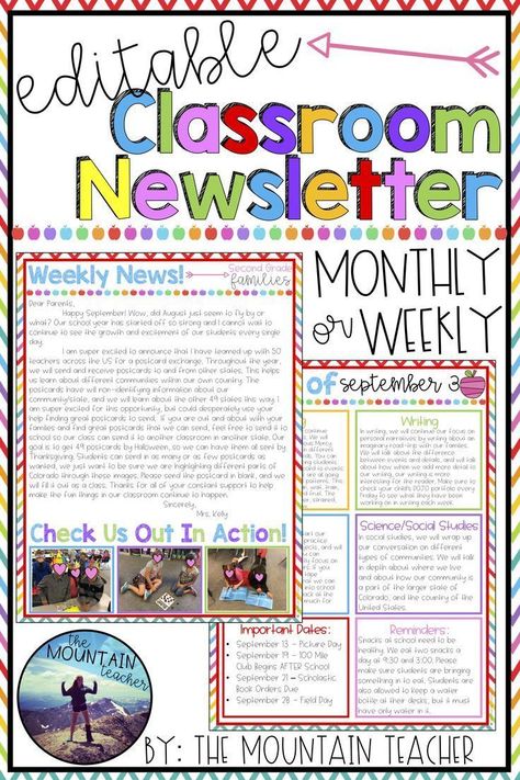 School Newsletter Template Free, Parent Newsletter Template, Kindergarten Newsletter, Class Newsletter, Newsletter Examples, Preschool Newsletter, Newsletter Template Free, Weekly Newsletter Template, Parent Newsletter