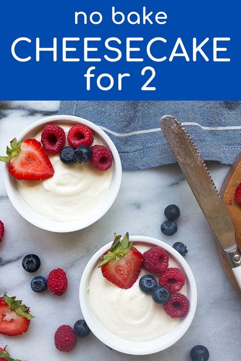 Cheesecake for Two Ramkin Recipes, Cups Desserts, Cheesecake For Two, Crustless Cheesecake, Ramekin Dessert, Ramekin Recipe, Gluten Free Dessert, Small Batch Baking, Cream Cheese Desserts