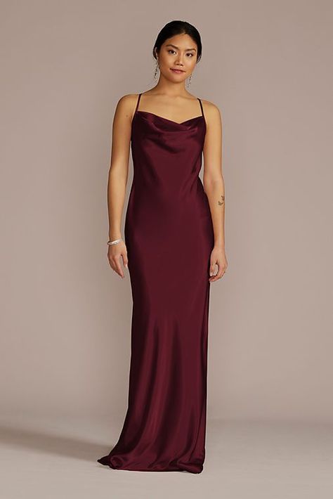 Galina Signature Charmeuse Cowl Neck Bridesmaid Dress Merlot Bridesmaid Dresses, Cowl Neck Bridesmaid Dress, Charmeuse Bridesmaid Dress, Burgundy Wedding Theme, Wine Bridesmaid Dresses, Red Bridesmaid, Red Bridesmaids, Red Bridesmaid Dresses, Bridesmaid Dress Styles