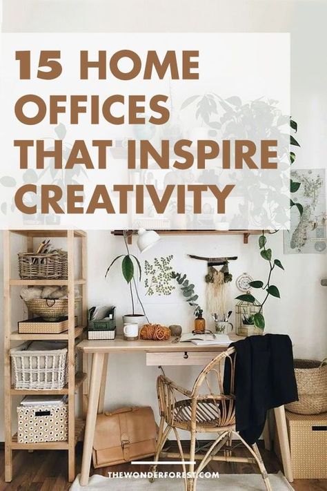 Here are some beautiful offices to inspire your home office and boost your productivity and creativity! | Wonder Forest | Home Decor | office ideas | home office ideas | offices home | decorating ideas for home office | home office decorating ideas | home office desk | apartment home office Boho Living Room Office Combo, Aesthetic Office Space, Boho Office Space Workspaces, Boho Office Room, Desk Apartment, Zen Home Office, Office Yoga Room, Boho Home Office, Forest Home Decor