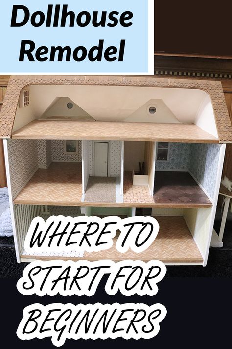 Dollhouse Makeover Diy Ideas, Make Dolls House Furniture, Restore Dollhouse, Dolls House Makeover Diy, Diy Dollhouse Remodel, Old Dollhouse Makeover, Decorating A Dollhouse, Diy Doll House Makeover, Dolls House Diy Ideas