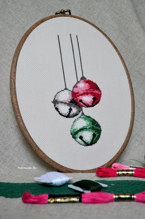 Jingle Bells Cross Stitch Pattern PDF Instant download Jingle Bells Christmas Decor, Bells Christmas Decor, Stitched Paper, Art Cross Stitch, Santa Cross Stitch, Bells Christmas, Xmas Cross Stitch, Cross Stitch For Kids, Cross Stitch Tree